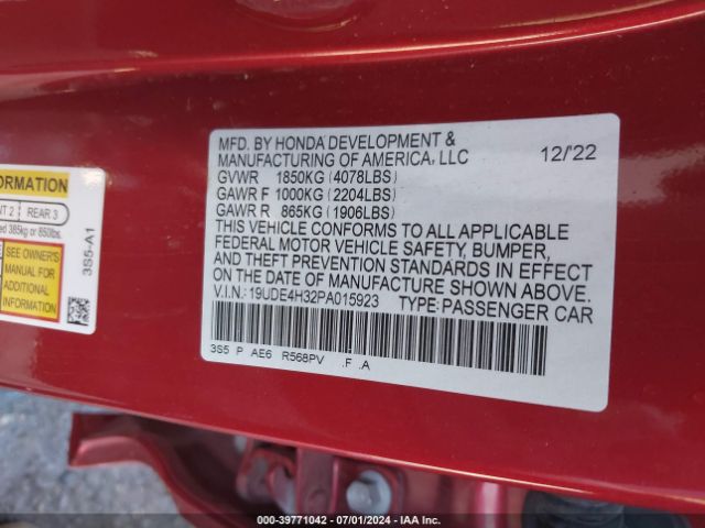 19UDE4H32PA015923 Acura Integra A-spec