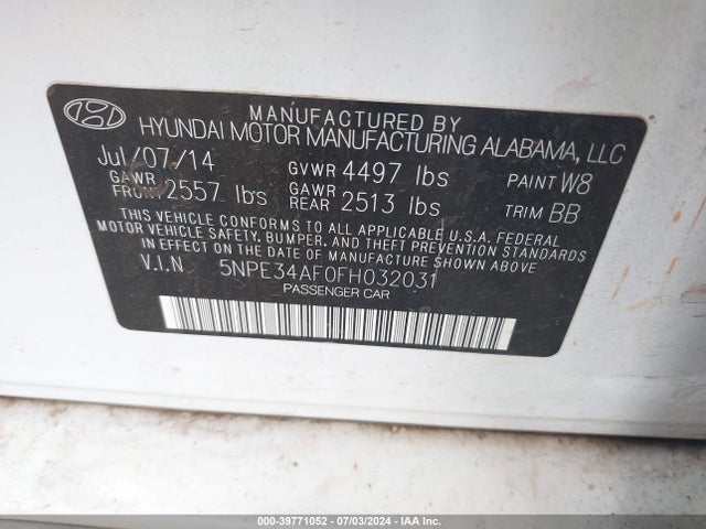 Hyundai Sonata Sport 2015 5NPE34AF0FH032031 Image 9