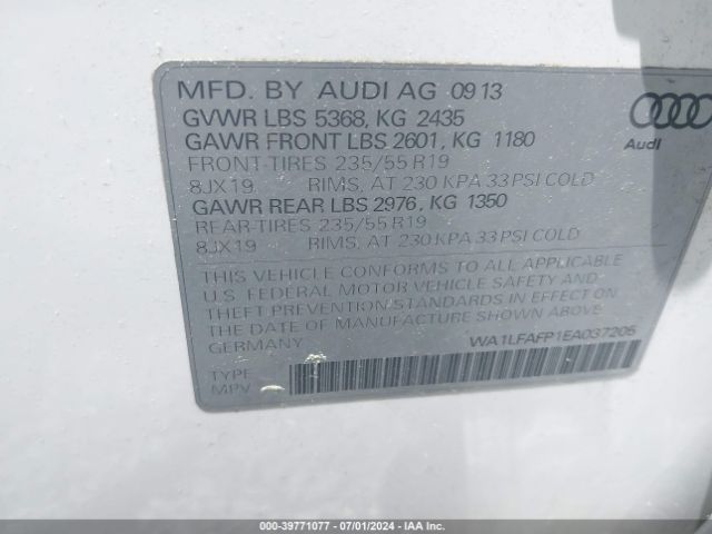 WA1LFAFP1EA037205 Audi Q5 2.0t Premium