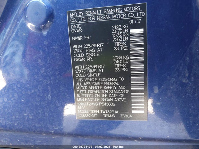 Nissan ROGUE SV 2017 KNMAT2MV6HP543806 Image 9