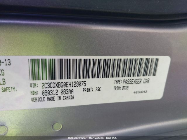2C3CDXBG0EH129075 Dodge Charger Se