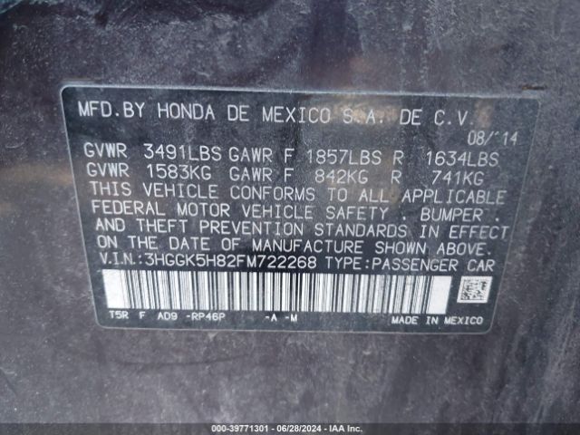 3HGGK5H82FM722268 Honda Fit Ex/ex-l