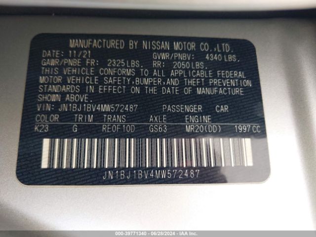 JN1BJ1BV4MW572487 Nissan Rogue Sport Sv Fwd Xtronic Cvt