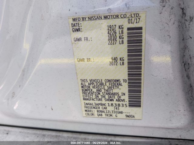 1N4AL3AP8HC183835 Nissan Altima 2.5 Sv
