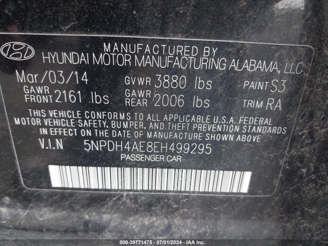Hyundai ELANTRA SE 2014 5NPDH4AE8EH499295 Image 9