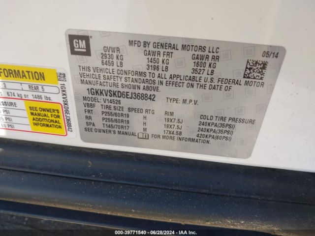 1GKKVSKD6EJ368842 GMC Acadia Slt-2