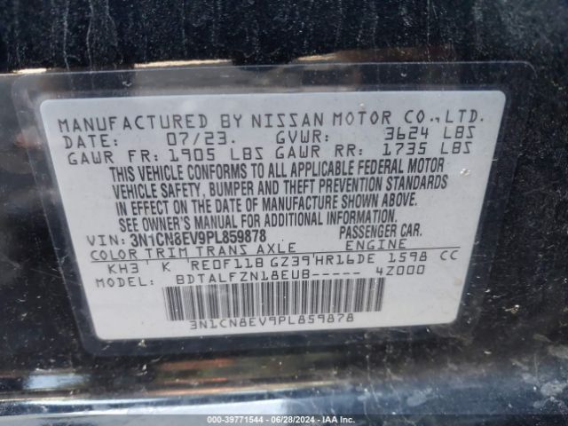 3N1CN8EV9PL859878 Nissan Versa 1.6 Sv Xtronic Cvt
