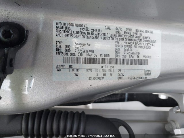 Ford FOCUS SE 2015 1FADP3F28FL297443 Image 9