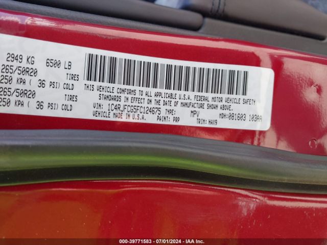 1C4RJFCG5FC124675 Jeep Grand Cherokee High Altitude