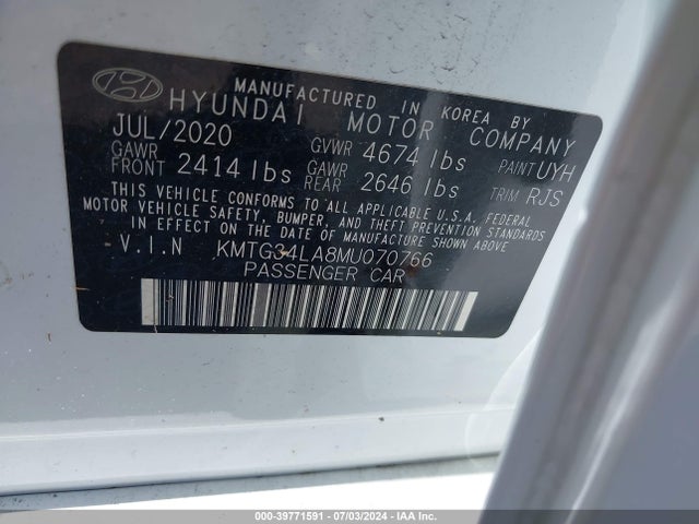 KMTG34LA8MU070766 Genesis G70 2.0t Rwd