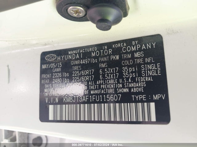 Hyundai TUCSON GLS 2015 KM8JT3AF1FU115607 Image 9