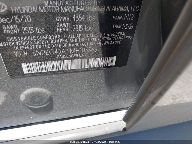 Hyundai SONATA SE 2021 5NPEG4JA4MH103365 Image 9