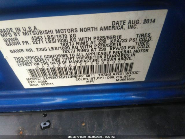 4A4AR3AU0FE006897 Mitsubishi Outlander Sport Es