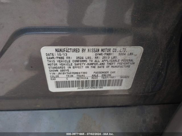 JN1BV7AR7EM697380 Infiniti Q50 Premium
