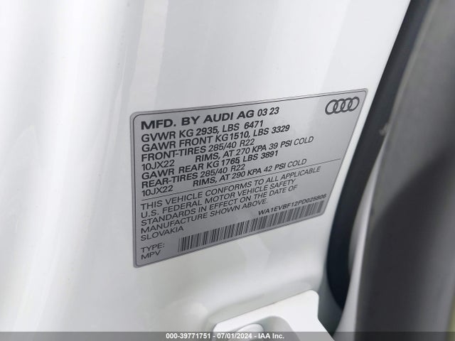 WA1EVBF12PD025806 Audi Q8 Premium Plus 55 Tfsi Quattro Tiptronic