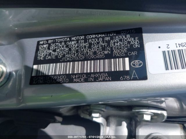 JTDKDTB32F1090485 Toyota Prius C One