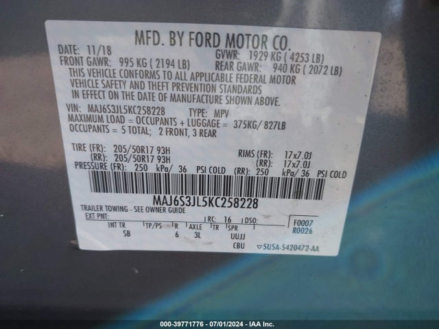 Ford Ecosport Ses 2019 MAJ6S3JL5KC258228 Image 9