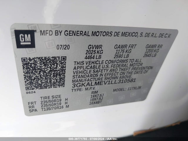 3GKALMEV1LL310581 GMC Terrain Fwd Sle