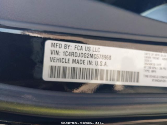 1C4RDJDG2MC578968 Dodge Durango Gt Plus Awd