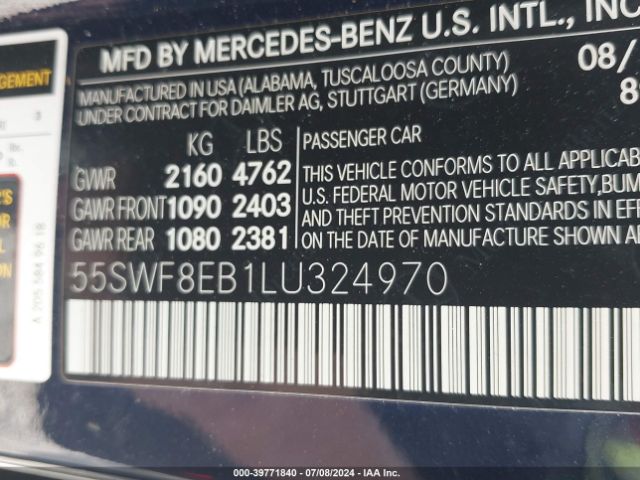 55SWF8EB1LU324970 Mercedes-Benz C 300 4matic