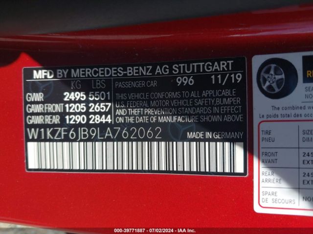 W1KZF6JB9LA762062 Mercedes-Benz E 450 4matic