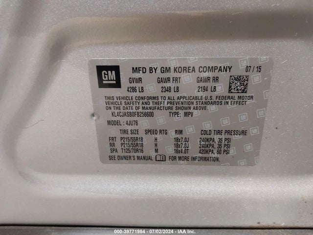 Buick Encore 2015 KL4CJASB0FB256600 Image 9
