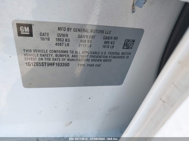 Chevrolet MALIBU 1LT 2017 1G1ZE5ST9HF163390 Image 9