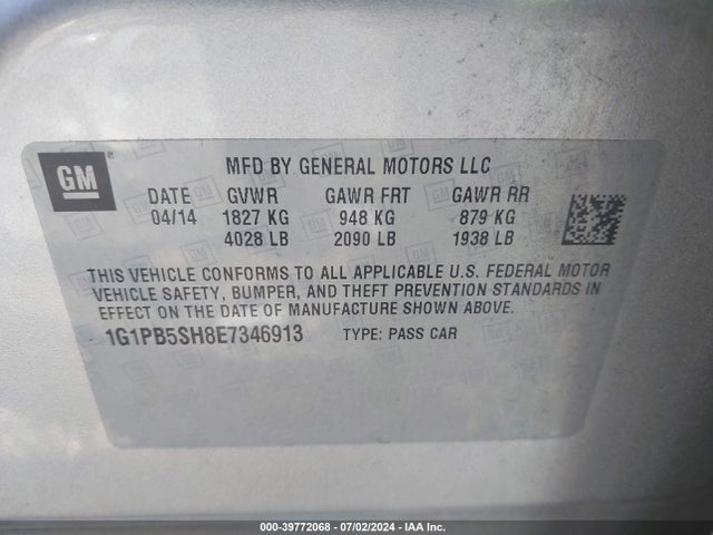 Chevrolet Cruze Ls Manual 2014 1G1PB5SH8E7346913 Image 9