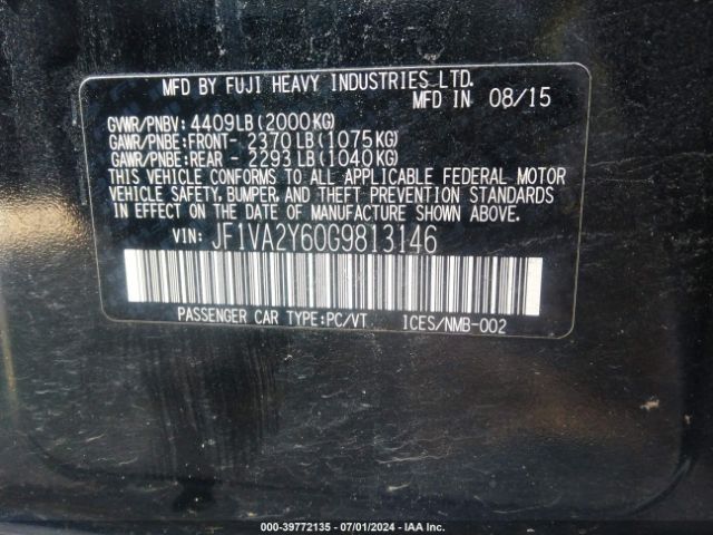 JF1VA2Y60G9813146 Subaru Wrx Sti Limited