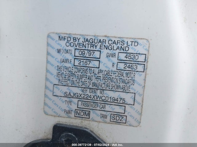 1998 JAGUAR XK8 SAJGX224XWC019475 Photo 8