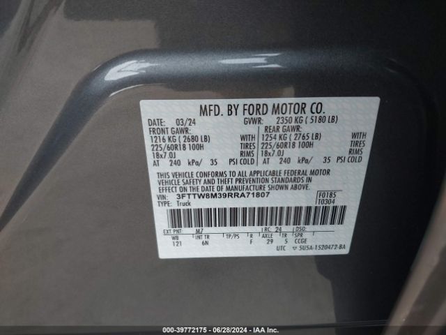 3FTTW8M39RRA71807 Ford Maverick Lariat