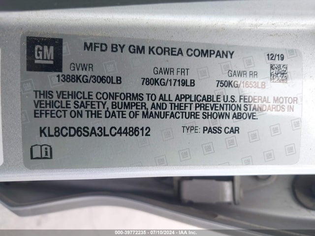 Chevrolet Spark Fwd 1lt Automatic 2020 KL8CD6SA3LC448612 Image 9