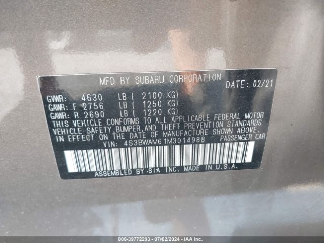 4S3BWAM61M3014988 Subaru Legacy Limited
