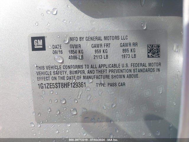 Chevrolet MALIBU 1LT 2017 1G1ZE5ST8HF129361 Image 9