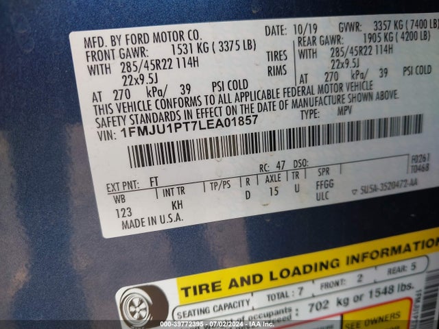 Ford Expedition King Ranch 2020 1FMJU1PT7LEA01857 Image 9