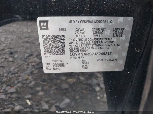 1GYKNARS7JZ245213 Cadillac Xt5 Standard
