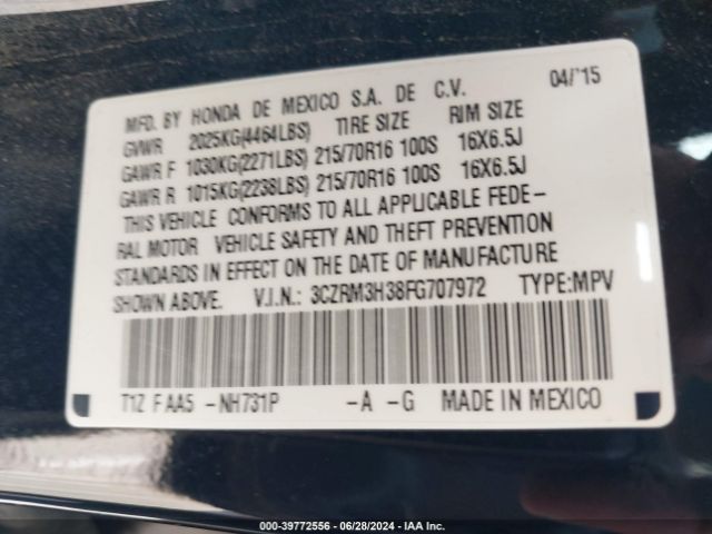 3CZRM3H38FG707972 Honda CR-V LX