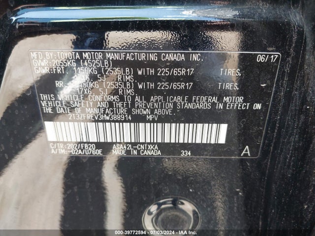 Toyota RAV4 LE 2017 2T3ZFREV3HW388914 Image 9