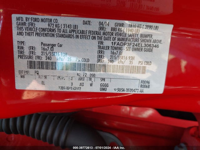 Ford FOCUS SE 2014 1FADP3F24EL306346 Image 9