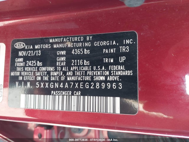 KIA OPTIMA EX 2014 5XXGN4A7XEG289963 Image 9