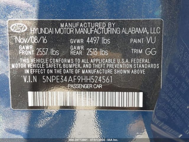 5NPE34AF9HH524561 Hyundai Sonata Sport
