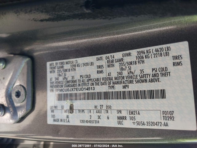 Ford Escape Titanium 2014 1FMCU0JX7EUD14513 Image 9