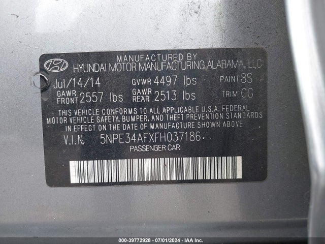5NPE34AFXFH037186 Hyundai Sonata Sport