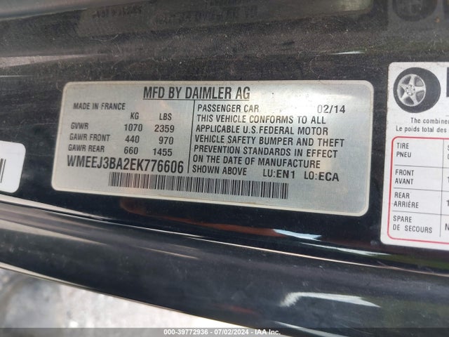 WMEEJ3BA2EK776606 Smart Fortwo Passion/pure