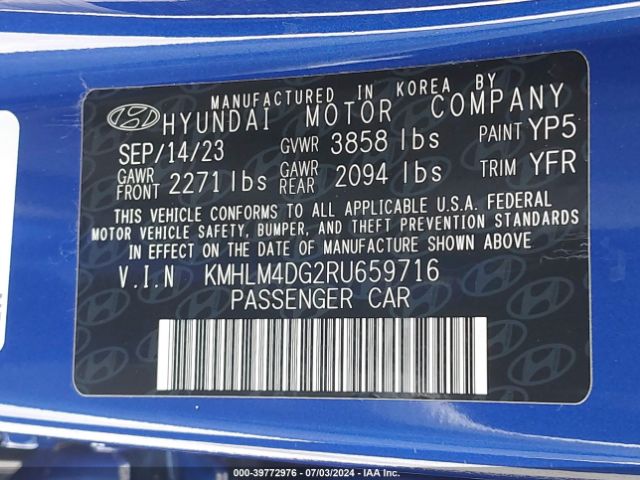KMHLM4DG2RU659716 Hyundai ELANTRA SEL