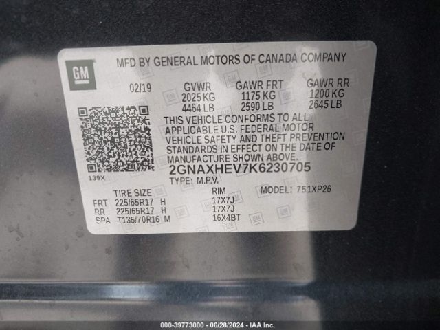 2GNAXHEV7K6230705 Chevrolet EQUINOX LS