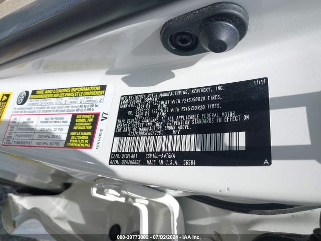 Toyota Venza Xle V6 2015 4T3ZK3BB5FU072060 Image 9