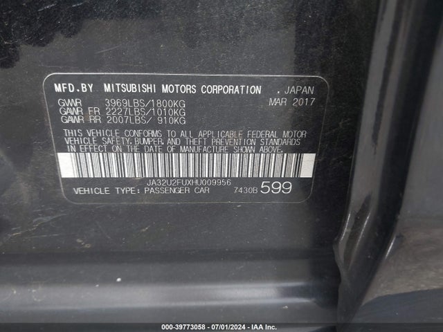 2017 MITSUBISHI LANCER JA32U2FUXHU009956 Photo 8
