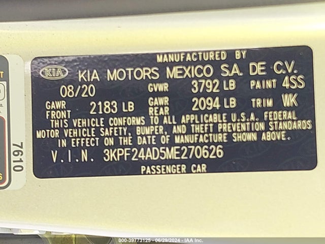 KIA Forte Lxs 2021 3KPF24AD5ME270626 Image 9