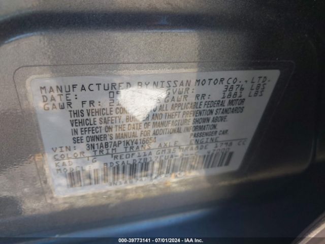 3N1AB7AP1KY416654 Nissan SENTRA SV